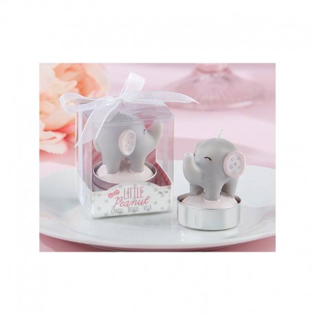 VELA BAUTIZO ELEFANTE ROSA EN CAJA REGALO