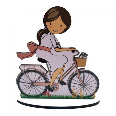 FIGURA PASTEL COMUNIÓN BICICLETA NIÑA