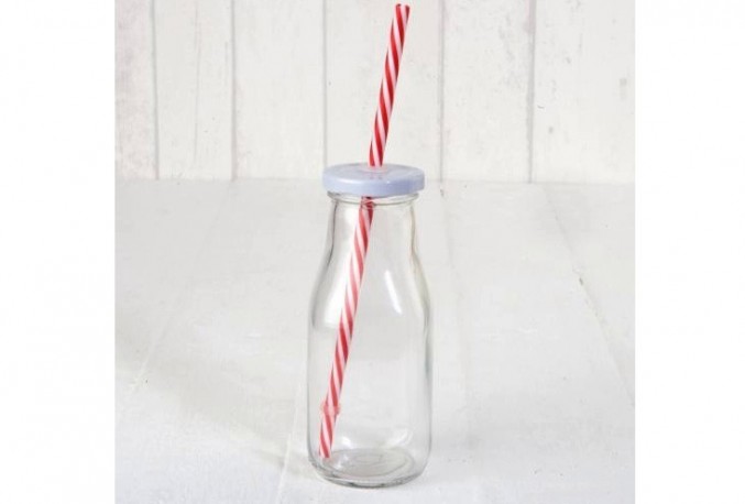 Botellita cristal tapa blanca con caña