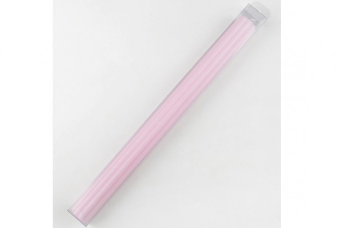 Cirio Bautismal acanalado rosa en caja de regalo