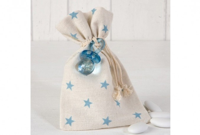 Bolsa algodón estrellas rosas chupete